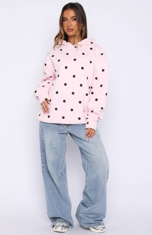 Offstage Printed Oversized Hoodie Posy Polka Dot