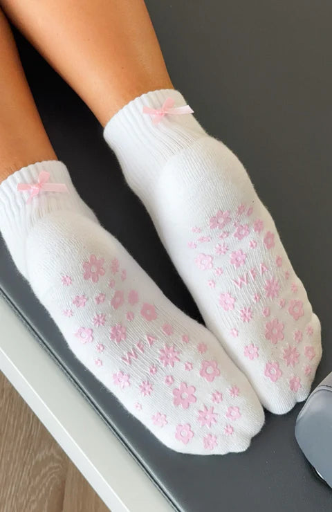 Flower Power Grip Socks Ballet Pink