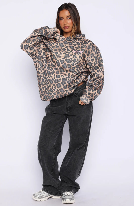 Offstage Printed Oversized Hoodie Dark Leopard